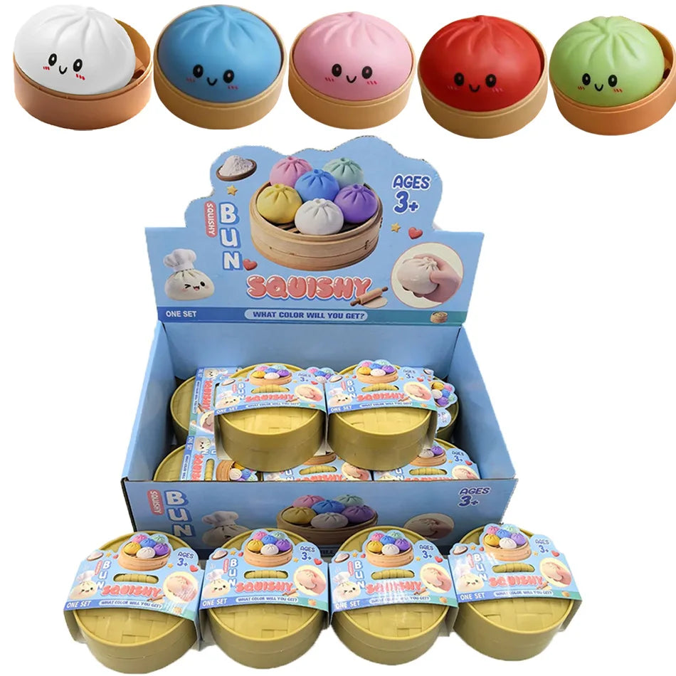 Glitter Dumpling Squishies Toy Bun Baozi Dumpling Mystery Box Colorful Food Squishy Sensory Fidget Toy anti Stress Squeeze Balls
