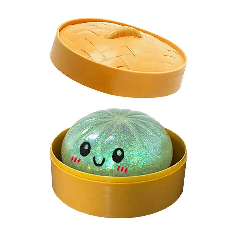 Glitter Dumpling Squishies Toy Bun Baozi Dumpling Mystery Box Colorful Food Squishy Sensory Fidget Toy anti Stress Squeeze Balls