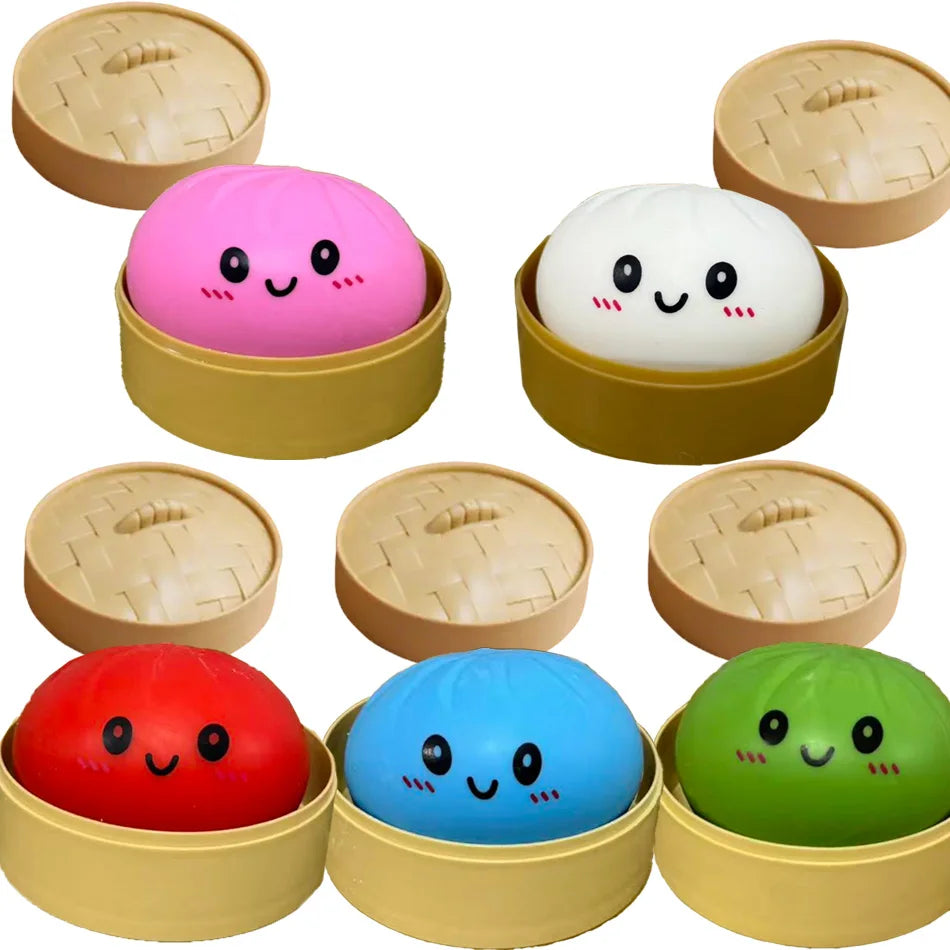 Glitter Dumpling Squishies Toy Bun Baozi Dumpling Mystery Box Colorful Food Squishy Sensory Fidget Toy anti Stress Squeeze Balls