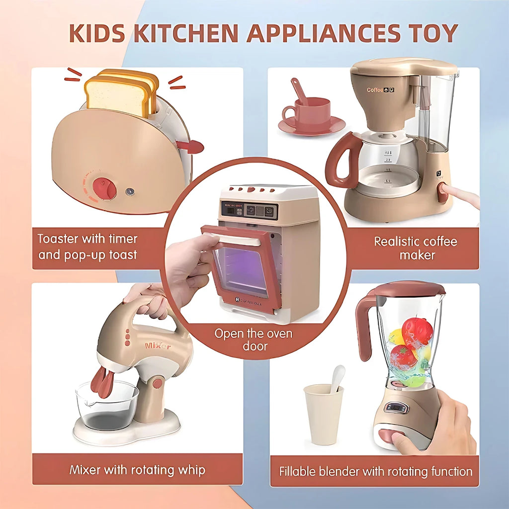 Kids Kitchen Toy Set Mini Simulation Household Appliances Toys for Children Pretend Play House Interactive Toys for Girls Boys
