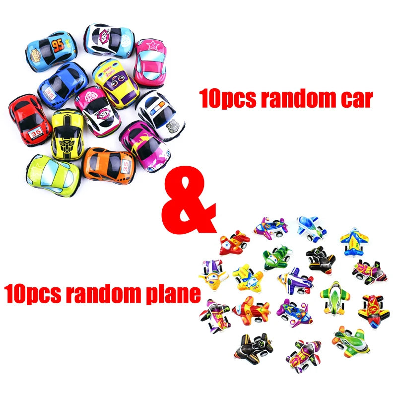 20Pcs/Lot Cartoon Toys Cute Plastic Pull Back Cars Plane Toy Cars for Child Mini Car Model Funny Kids Toys Kindergarten Toys DDJ