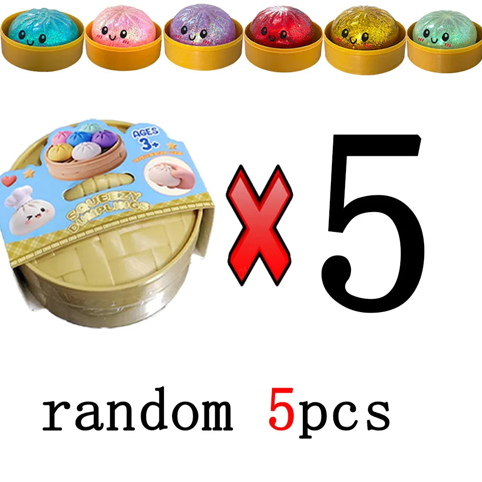 Glitter Dumpling Squishies Toy Bun Baozi Dumpling Mystery Box Colorful Food Squishy Sensory Fidget Toy anti Stress Squeeze Balls