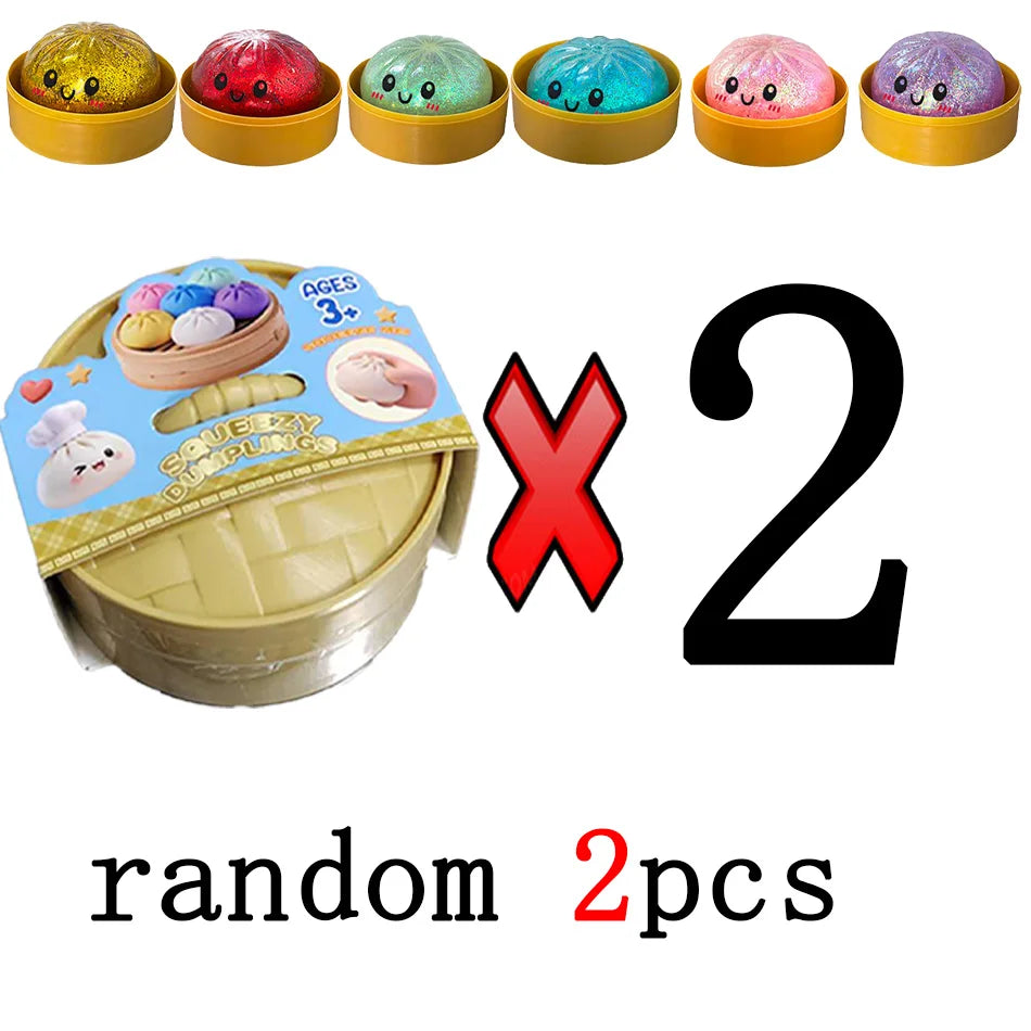 Glitter Dumpling Squishies Toy Bun Baozi Dumpling Mystery Box Colorful Food Squishy Sensory Fidget Toy anti Stress Squeeze Balls
