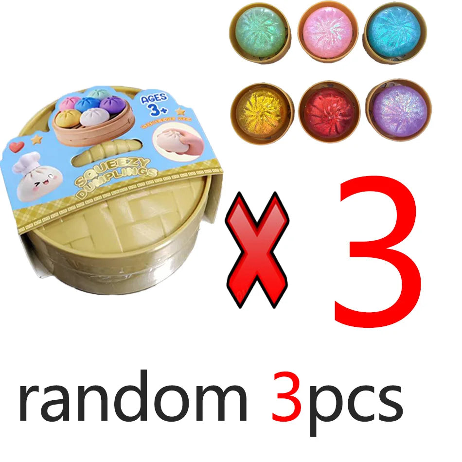 Glitter Dumpling Squishies Toy Bun Baozi Dumpling Mystery Box Colorful Food Squishy Sensory Fidget Toy anti Stress Squeeze Balls