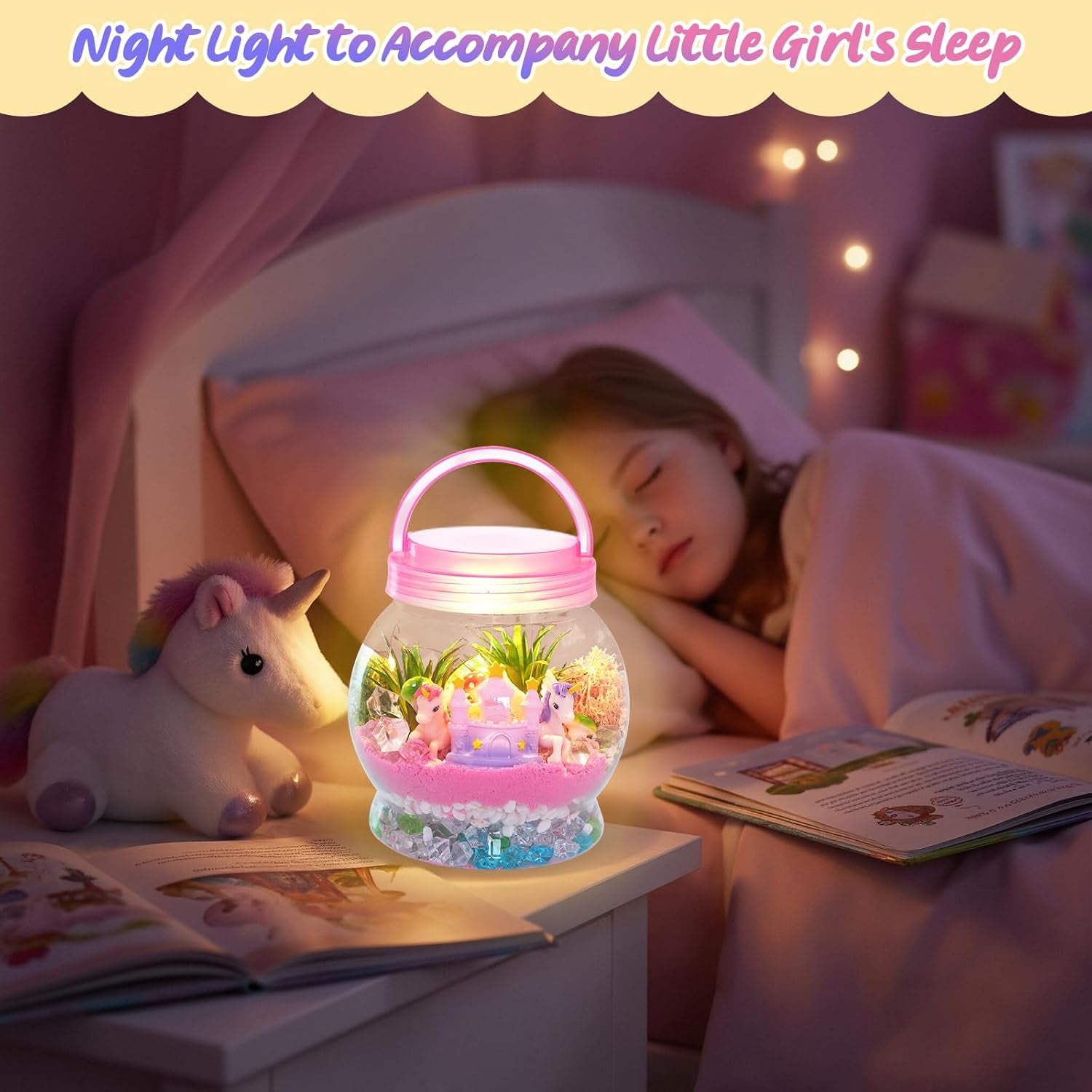 Unicorn Terrarium Kit for Kids, Craft Kits for Kids Girls Birthday Presents, Unicorn Toys Gifts for Girls 5 6 7 8 + Years Old