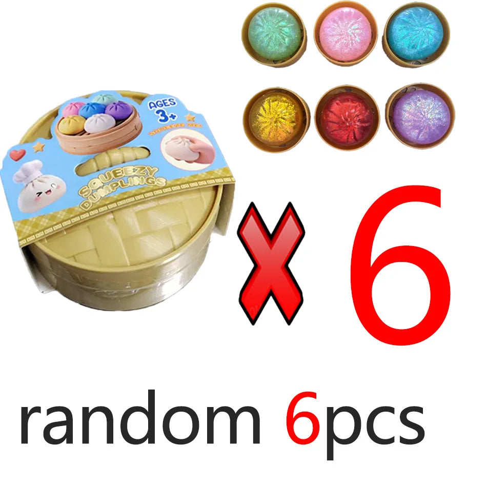 Glitter Dumpling Squishies Toy Bun Baozi Dumpling Mystery Box Colorful Food Squishy Sensory Fidget Toy anti Stress Squeeze Balls