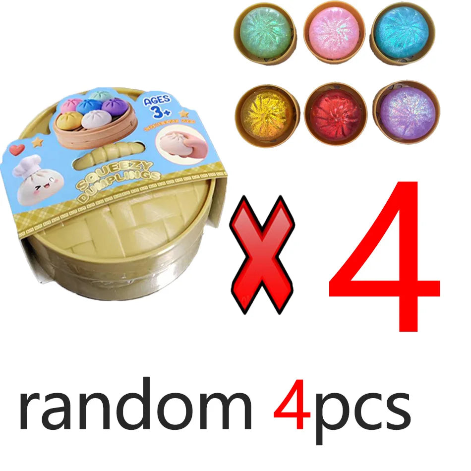 Glitter Dumpling Squishies Toy Bun Baozi Dumpling Mystery Box Colorful Food Squishy Sensory Fidget Toy anti Stress Squeeze Balls