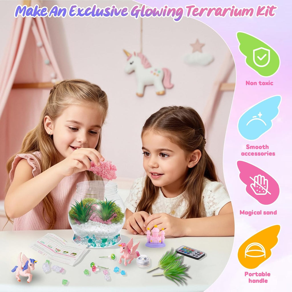 Unicorn Terrarium Kit for Kids, Craft Kits for Kids Girls Birthday Presents, Unicorn Toys Gifts for Girls 5 6 7 8 + Years Old