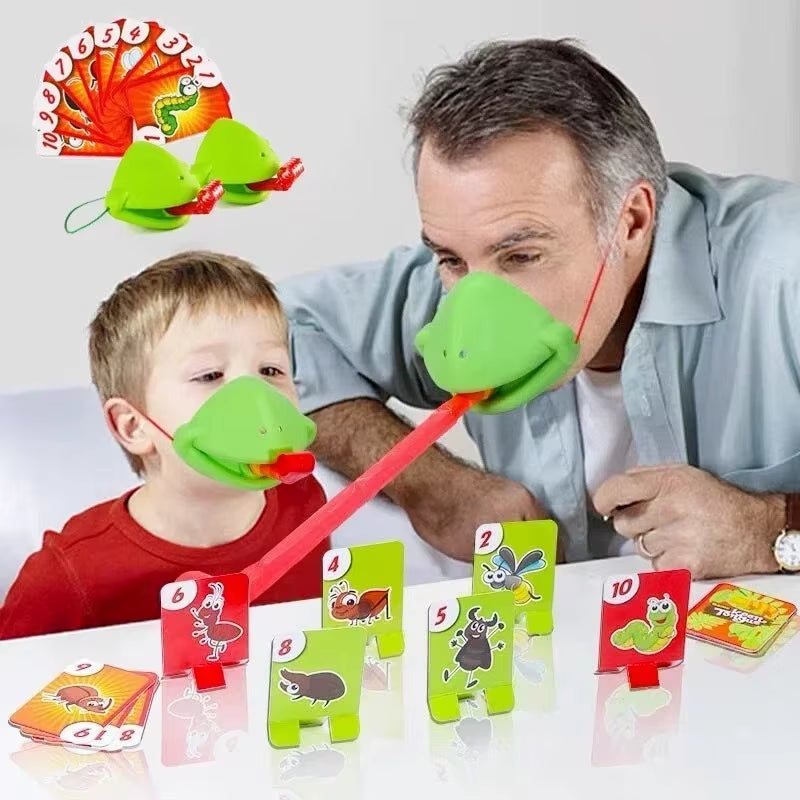 Frog Mask Wagging Tongue Lick Cards Board Games for Children Family Party Toys Antistress Funny Desktop Puzzle Game Toys Viral Kids Toys