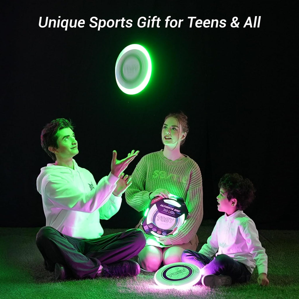 Flying Disc - 16 Million Color RGB or 36 Leds, Extremely Bright, Smart Modes, Auto Light Up, Rechargeable, Birthday, Camping, for Men/Boys/Teens/Kids, 175G Frisbee