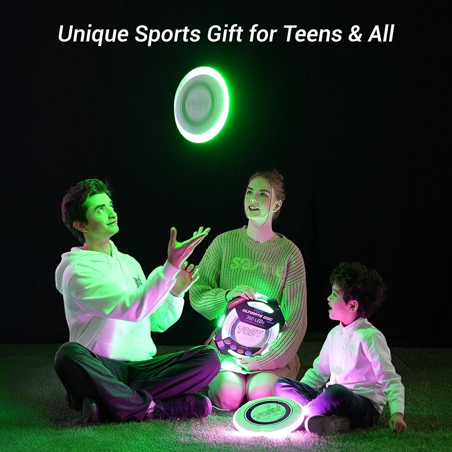 Flying Disc - 16 Million Color RGB or 36 Leds, Extremely Bright, Smart Modes, Auto Light Up, Rechargeable, Birthday, Camping, for Men/Boys/Teens/Kids, 175G Frisbee