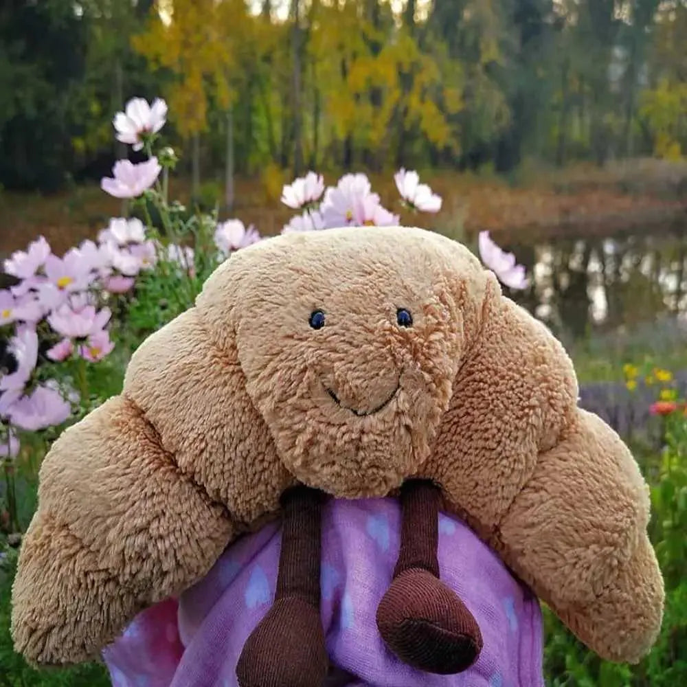 Stuffed Animals Funny Soft Food Plushies Toy Croissant Plush Smile Croissant Bread Pillow Gifts Z250208