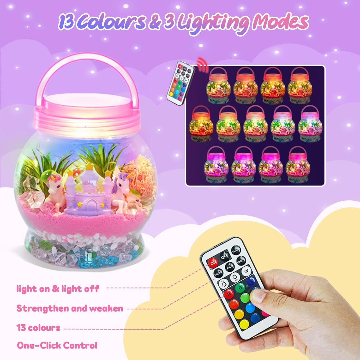 Unicorn Terrarium Kit for Kids, Craft Kits for Kids Girls Birthday Presents, Unicorn Toys Gifts for Girls 5 6 7 8 + Years Old