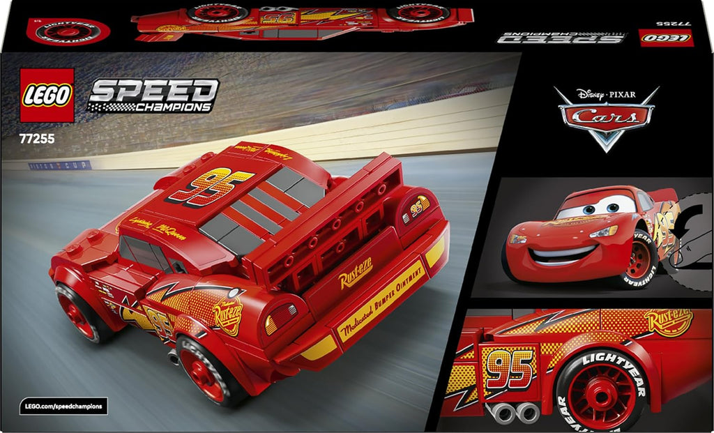 LEGO Speed Champions Lightning McQueen Race Car Toy - Collectible Model Kit w/a Detailed Undercarriage - Disney Gift for 9+ Year Old Boys, Girls & Pixar Cars Movie Fans - 77255 Viral Kids Toys