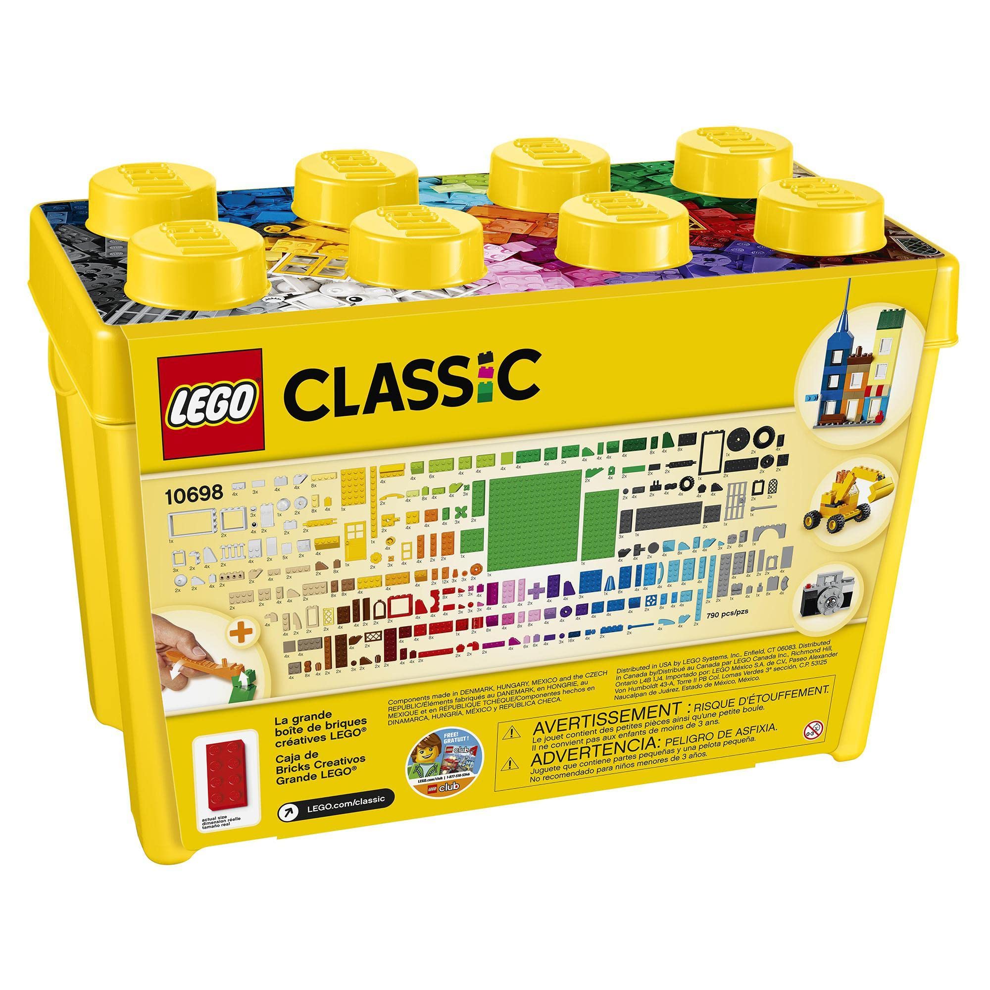 LEGO Classic Large Creative Brick Storage Box Set, Building Toys for 4 Plus Year Old Boys & Girls, Creative Construction Kit with Windows, Doors, Wheels and a Green Baseplate, Gift for Kids 10698 Viral Kids Toys