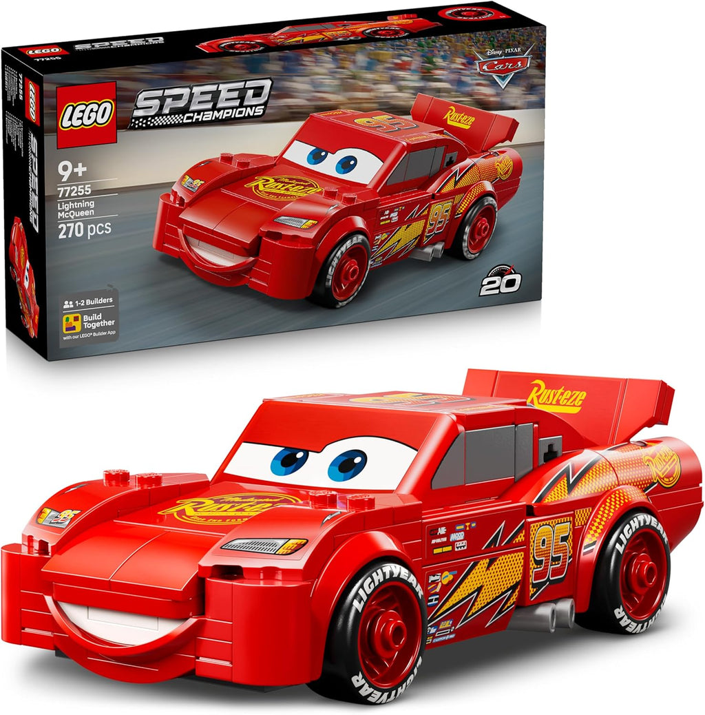 LEGO Speed Champions Lightning McQueen Race Car Toy - Collectible Model Kit w/a Detailed Undercarriage - Disney Gift for 9+ Year Old Boys, Girls & Pixar Cars Movie Fans - 77255 Viral Kids Toys