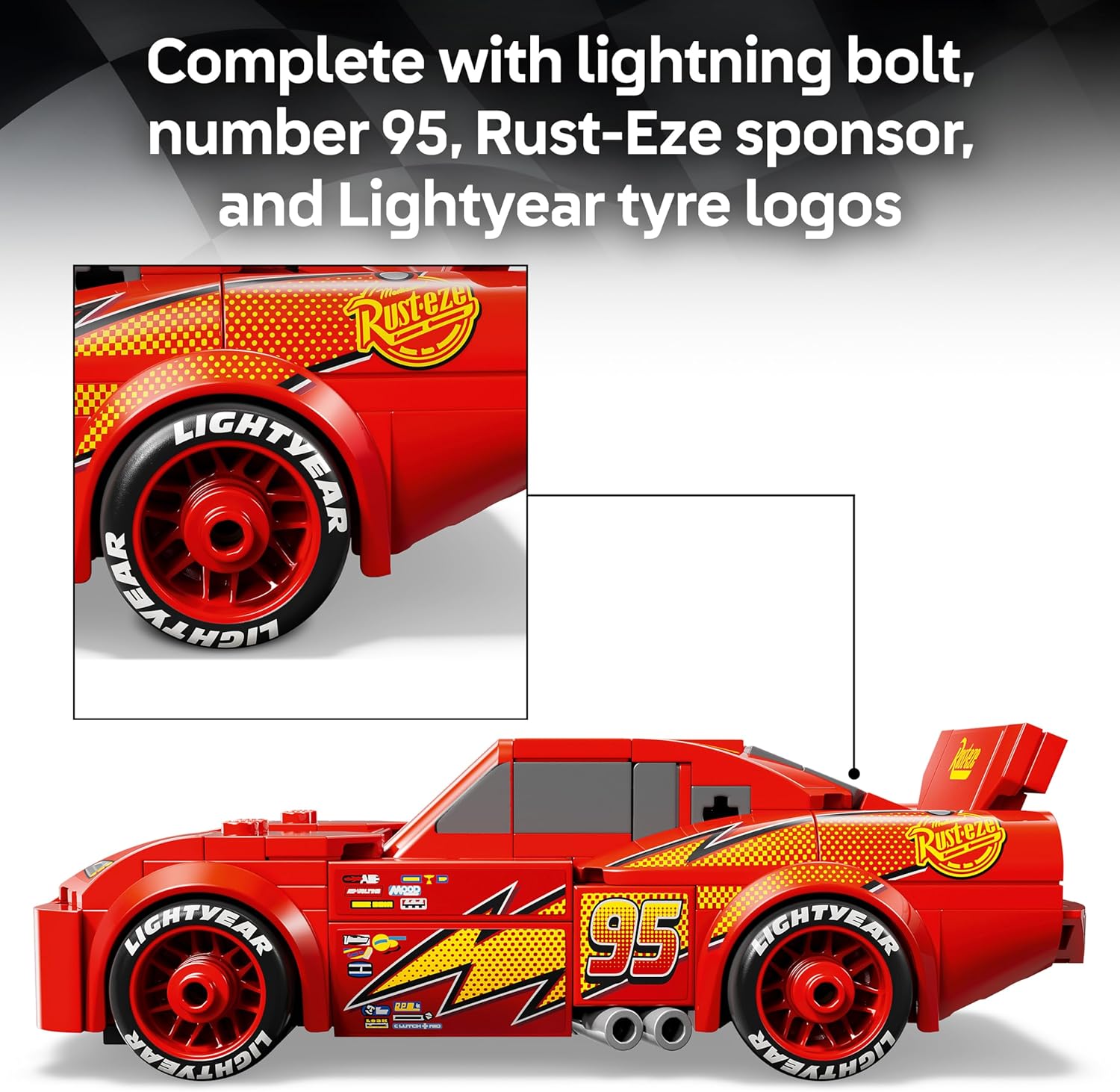 LEGO Speed Champions Lightning McQueen Race Car Toy - Collectible Model Kit w/a Detailed Undercarriage - Disney Gift for 9+ Year Old Boys, Girls & Pixar Cars Movie Fans - 77255 Viral Kids Toys