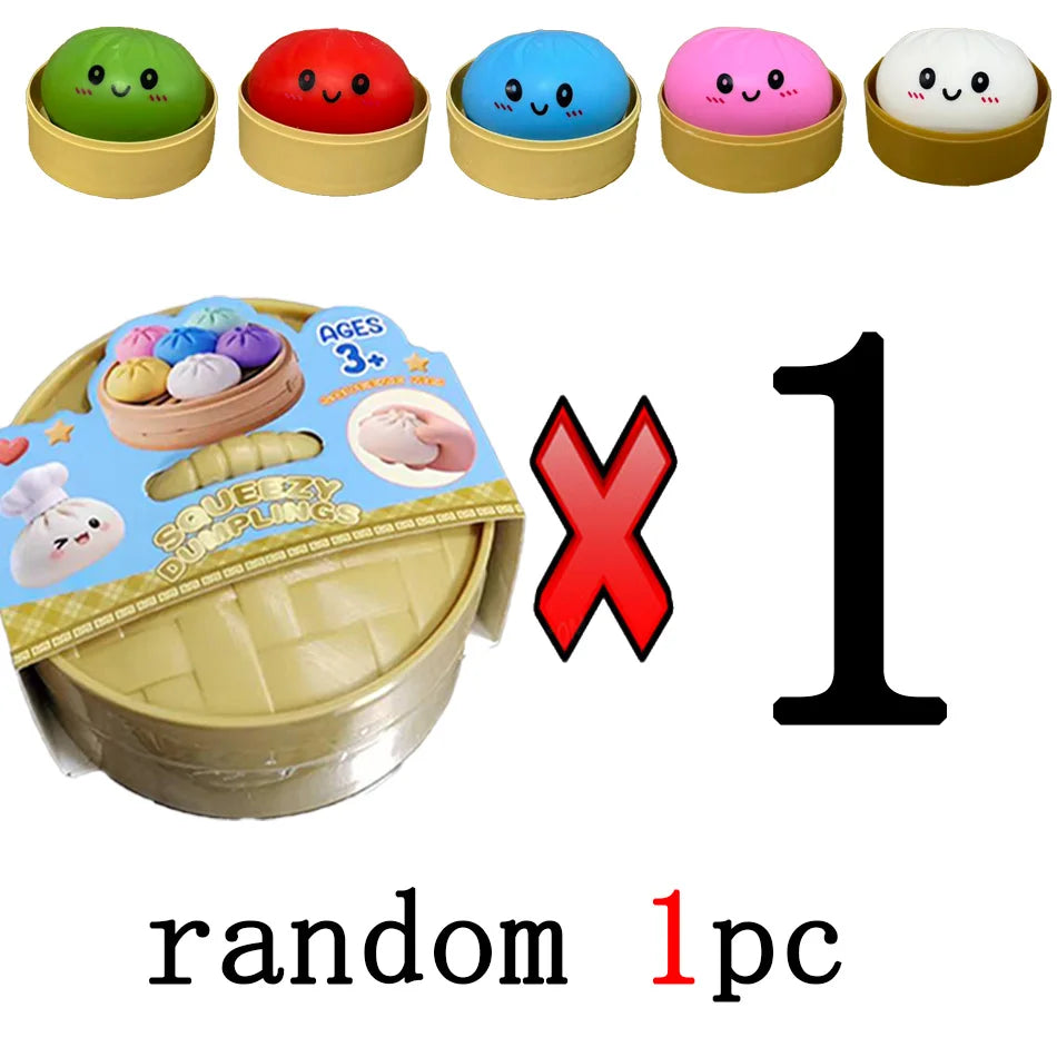 Glitter Dumpling Squishies Toy Bun Baozi Dumpling Mystery Box Colorful Food Squishy Sensory Fidget Toy anti Stress Squeeze Balls