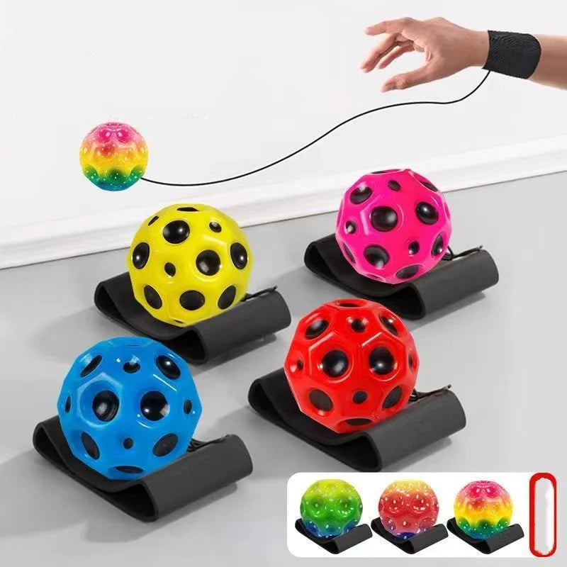 Wrist Rocket Ball with String PU Foam Ventilated Ball for Kids Hand Eye Coordination Training Stress Relief Toy Fitness Exercise