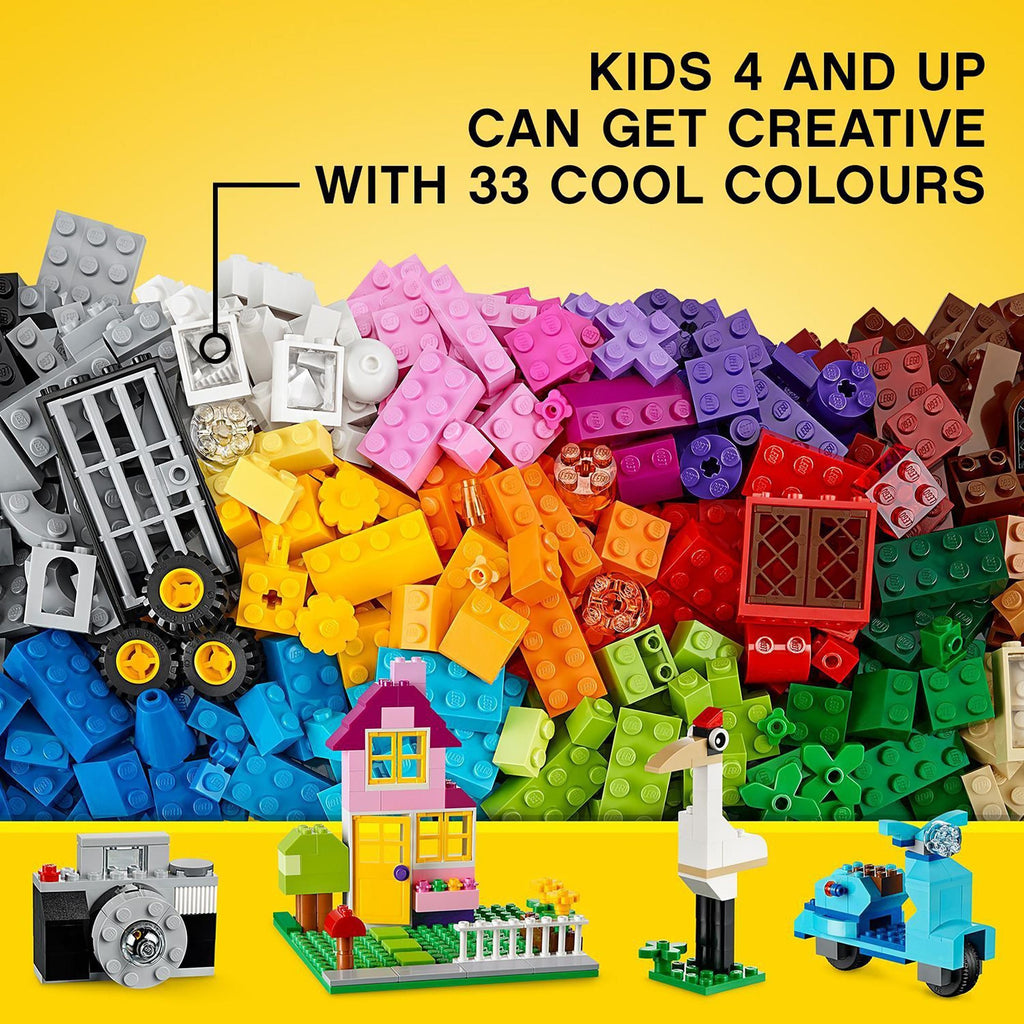 LEGO Classic Large Creative Brick Storage Box Set, Building Toys for 4 Plus Year Old Boys & Girls, Creative Construction Kit with Windows, Doors, Wheels and a Green Baseplate, Gift for Kids 10698 Viral Kids Toys