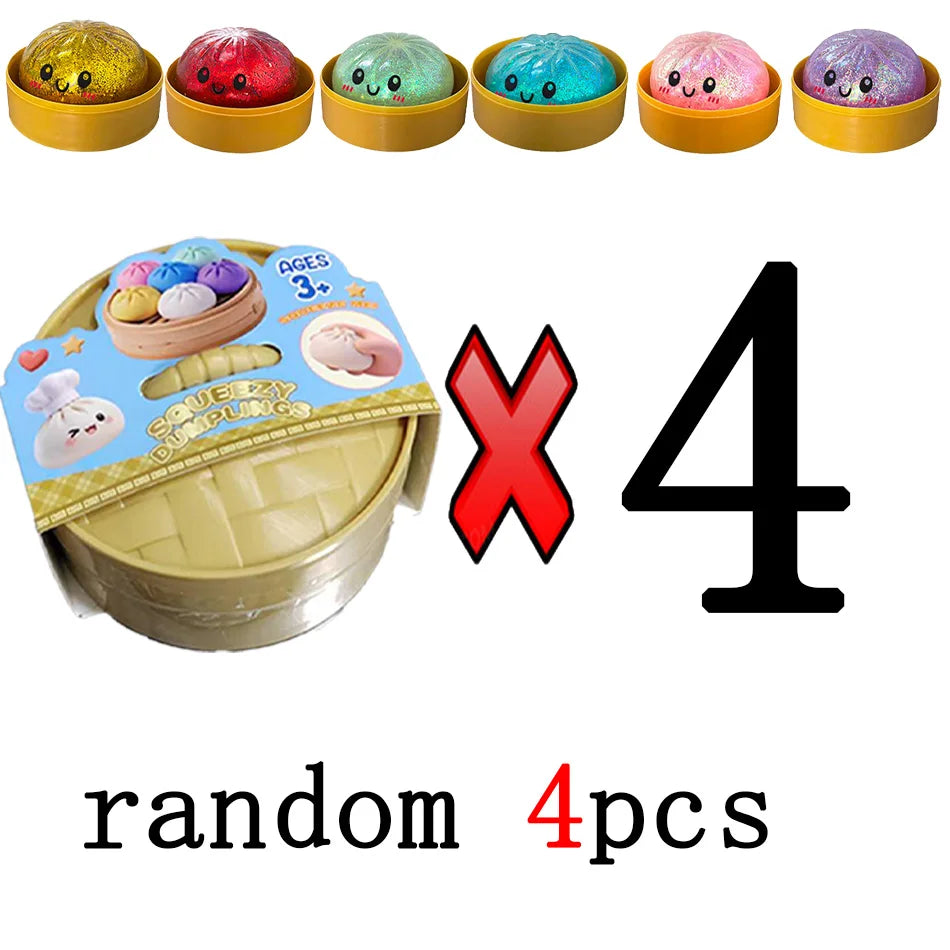Glitter Dumpling Squishies Toy Bun Baozi Dumpling Mystery Box Colorful Food Squishy Sensory Fidget Toy anti Stress Squeeze Balls