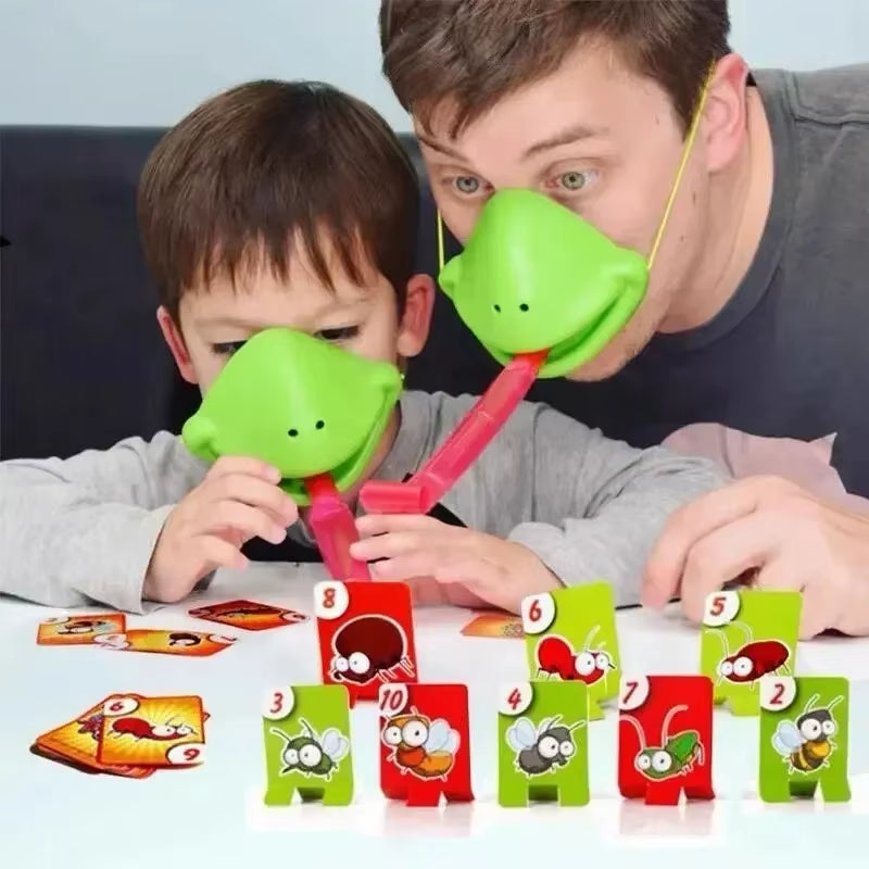 Frog Mask Wagging Tongue Lick Cards Board Games for Children Family Party Toys Antistress Funny Desktop Puzzle Game Toys Viral Kids Toys