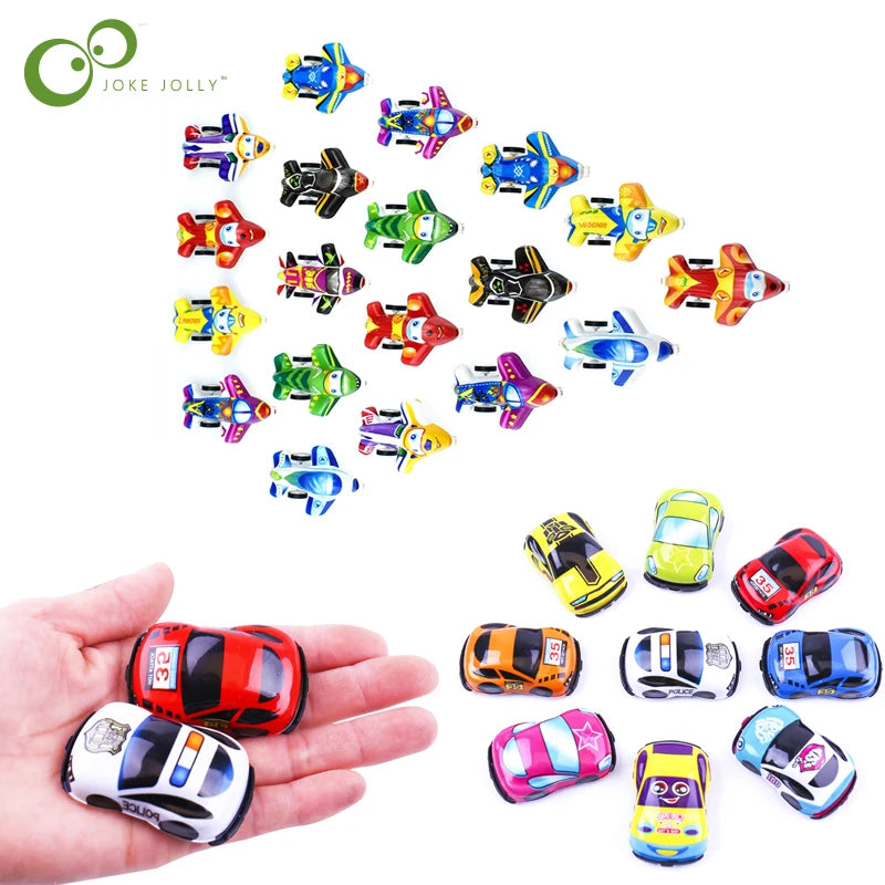 20Pcs/Lot Cartoon Toys Cute Plastic Pull Back Cars Plane Toy Cars for Child Mini Car Model Funny Kids Toys Kindergarten Toys DDJ
