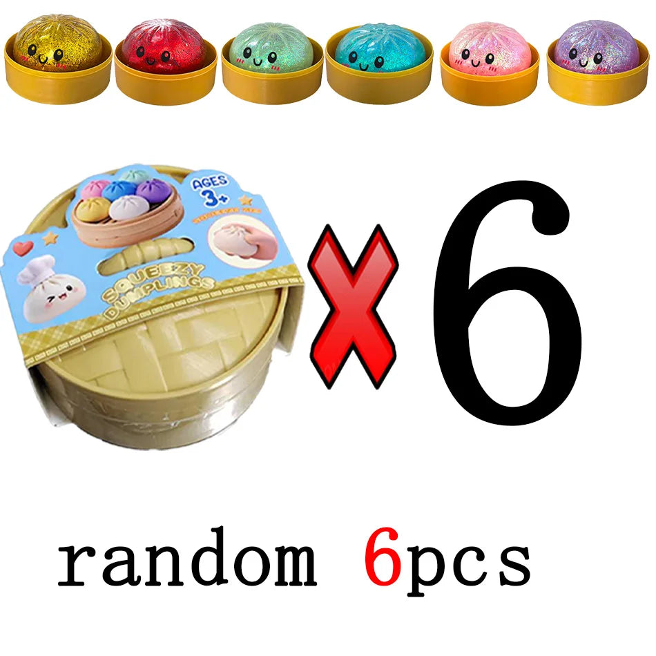Glitter Dumpling Squishies Toy Bun Baozi Dumpling Mystery Box Colorful Food Squishy Sensory Fidget Toy anti Stress Squeeze Balls