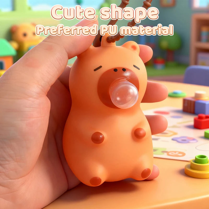 Cute Capybara Squishy Bubble Toy Keychain Decompression Pendant Bag Car Accessory Doll Small Gift for Relief Stress Squeeze Toys