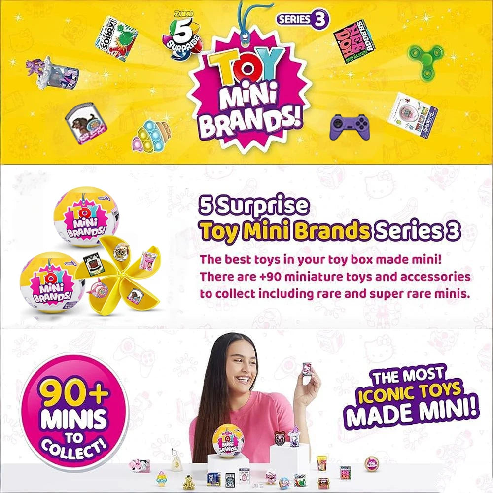 5 Surprise Mini Brands Toys Series 3 Blind Storage Box Mystery Collectibles 90 Minis Simulation Model Supermarket Series