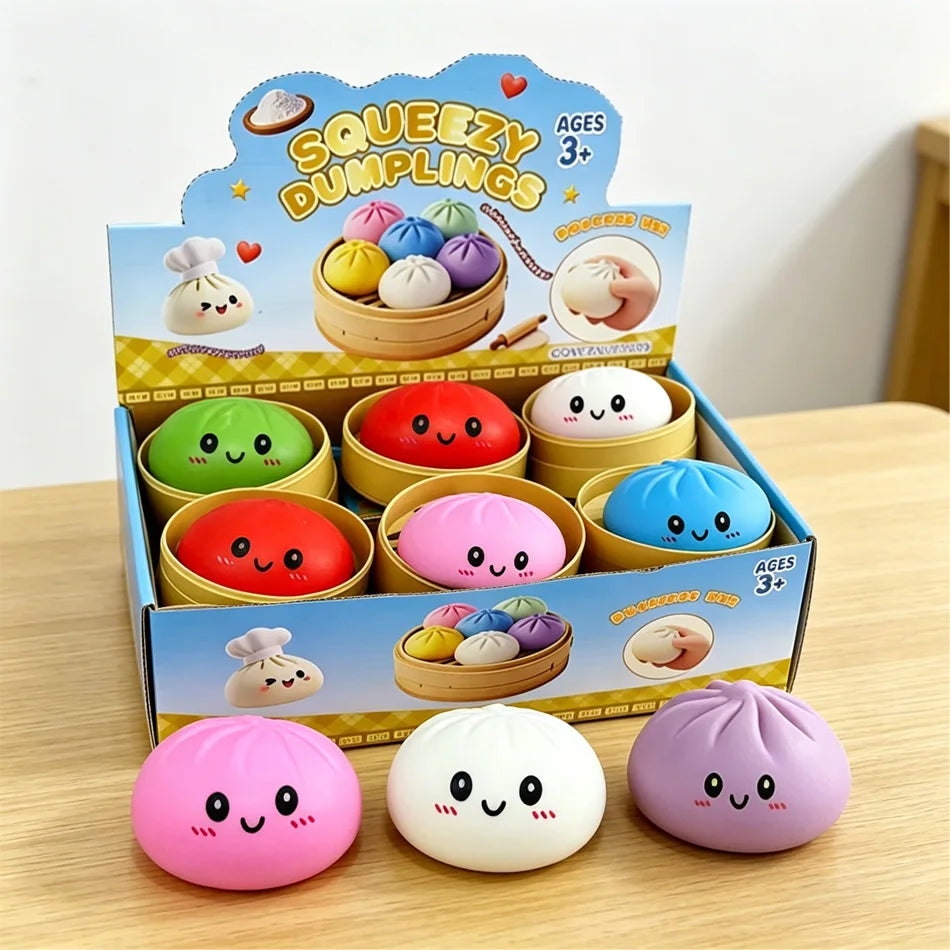 Glitter Dumpling Squishies Toy Bun Baozi Dumpling Mystery Box Colorful Food Squishy Sensory Fidget Toy anti Stress Squeeze Balls