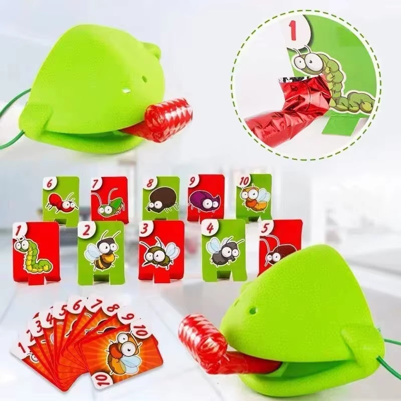 Frog Mask Wagging Tongue Lick Cards Board Games for Children Family Party Toys Antistress Funny Desktop Puzzle Game Toys Viral Kids Toys
