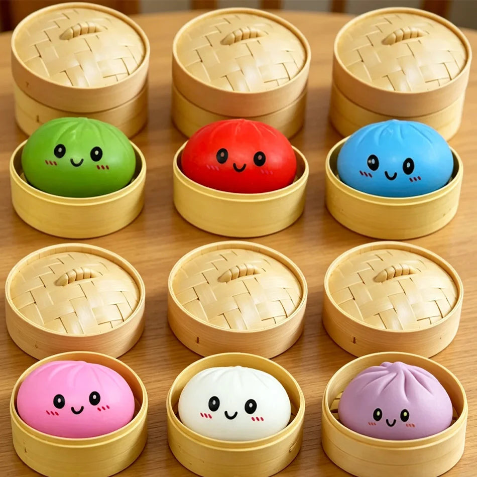 Glitter Dumpling Squishies Toy Bun Baozi Dumpling Mystery Box Colorful Food Squishy Sensory Fidget Toy anti Stress Squeeze Balls