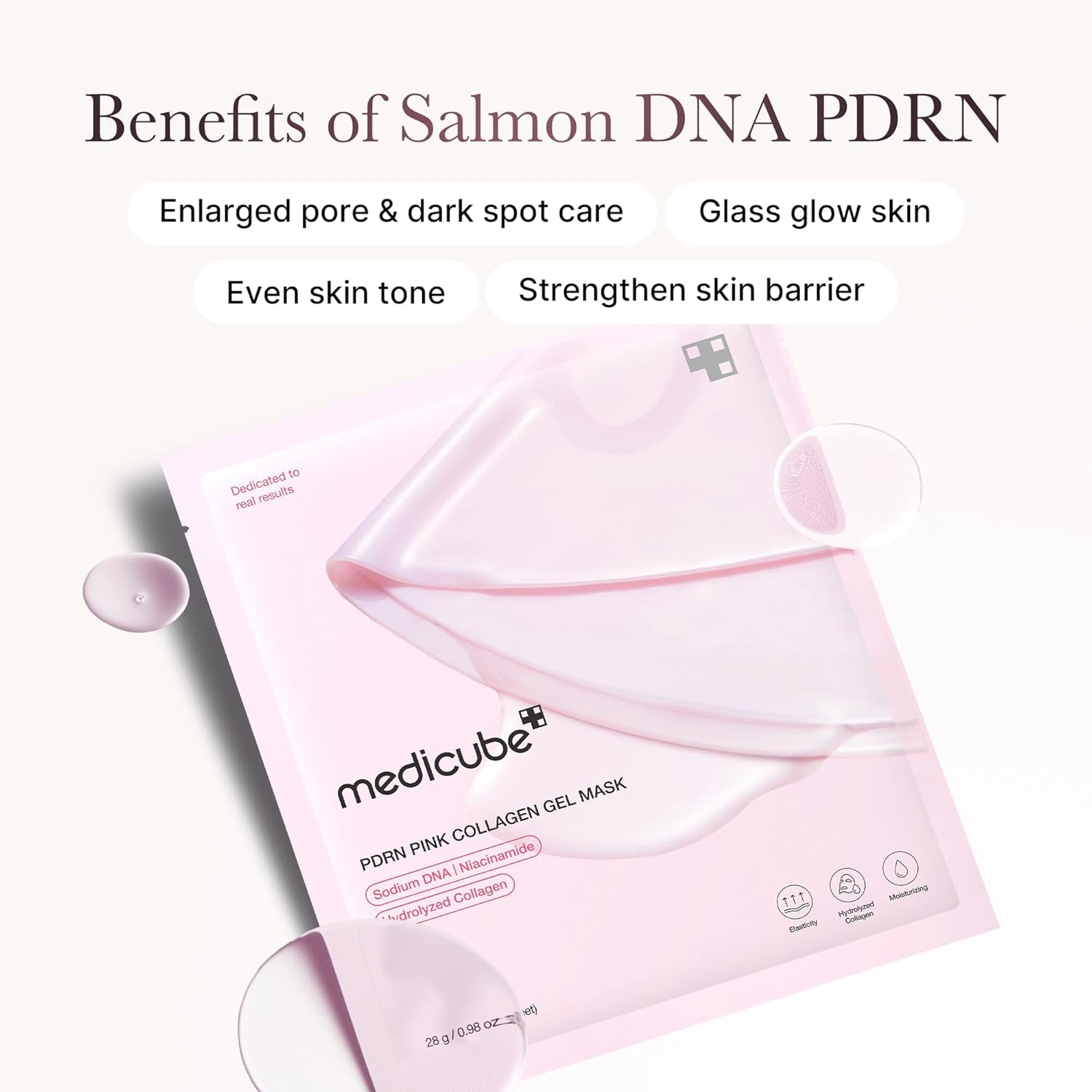 Jelly Gel Mask with Salmon DNA PDRN Pink Collagen | Overnight Face Mask for Glass Glow Skin | Elasticity, Hydrating, Firming and Moisturizing | Korean Skincare, 28G X 4Ea