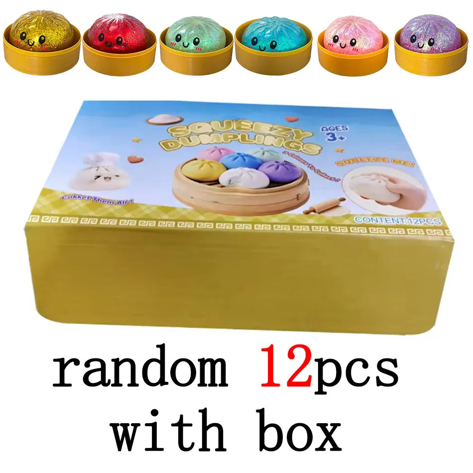 Glitter Dumpling Squishies Toy Bun Baozi Dumpling Mystery Box Colorful Food Squishy Sensory Fidget Toy anti Stress Squeeze Balls