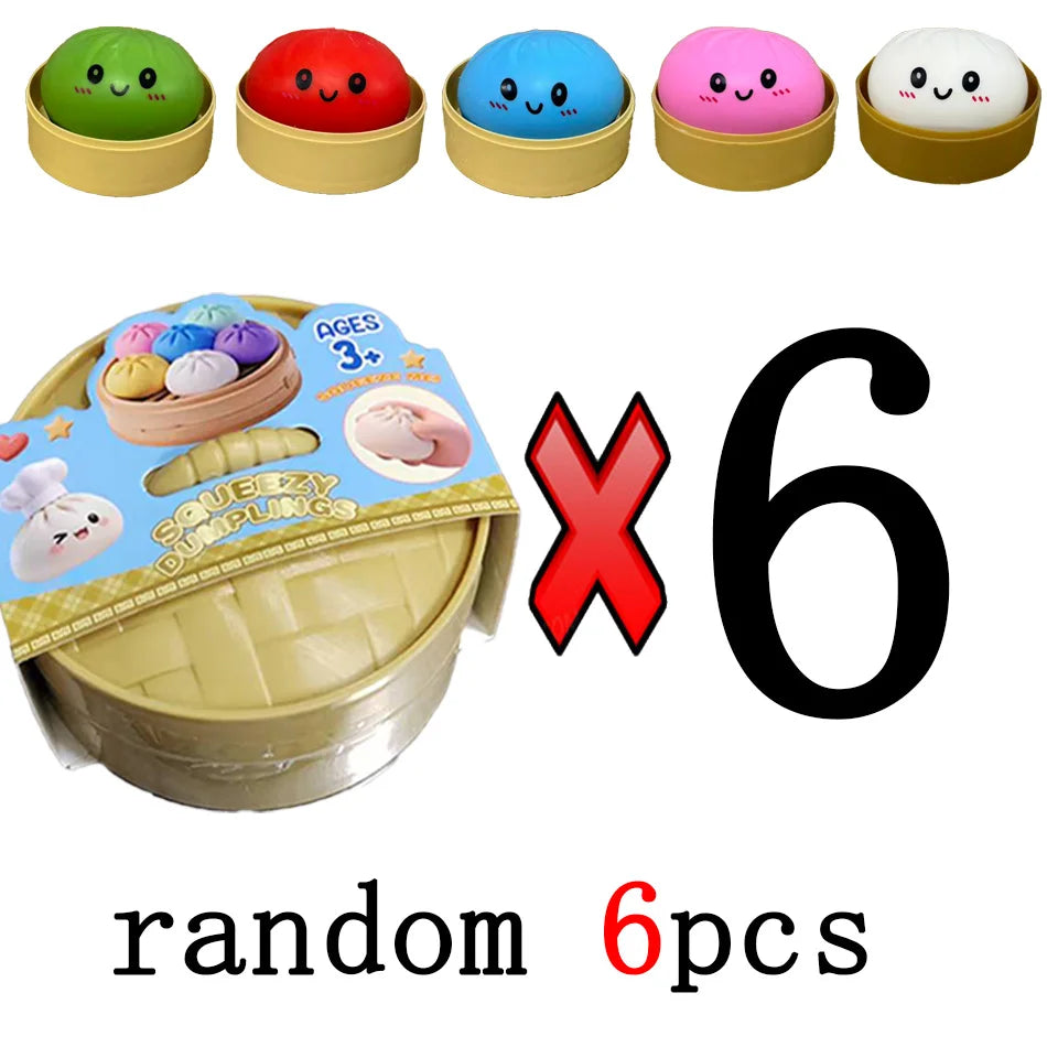 Glitter Dumpling Squishies Toy Bun Baozi Dumpling Mystery Box Colorful Food Squishy Sensory Fidget Toy anti Stress Squeeze Balls