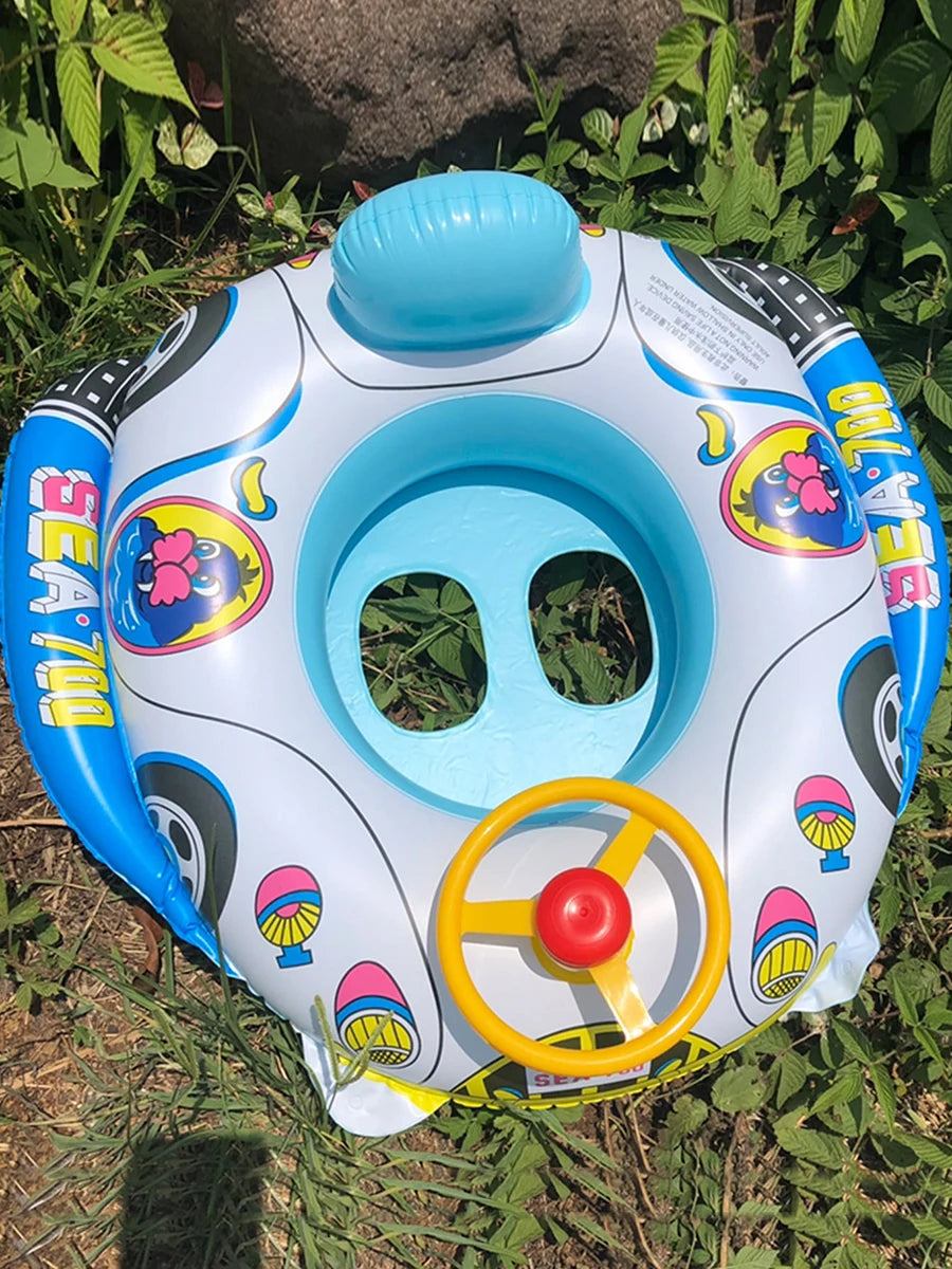 Baby Steering Wheel Car Boat Swimming Float Ring,Baby Inflatable Pool Floatie ，Bathtub Toys， Pool Accessories