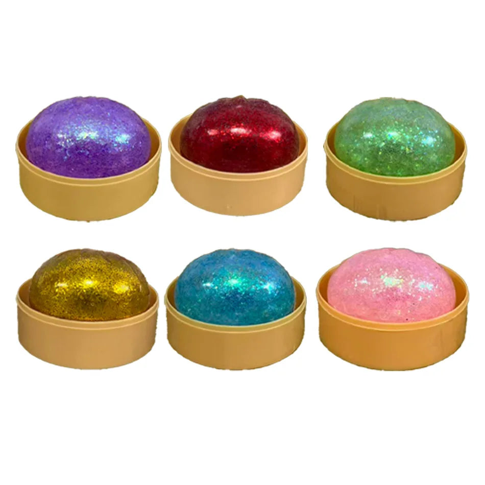 Glitter Dumpling Squishies Toy Bun Baozi Dumpling Mystery Box Colorful Food Squishy Sensory Fidget Toy anti Stress Squeeze Balls