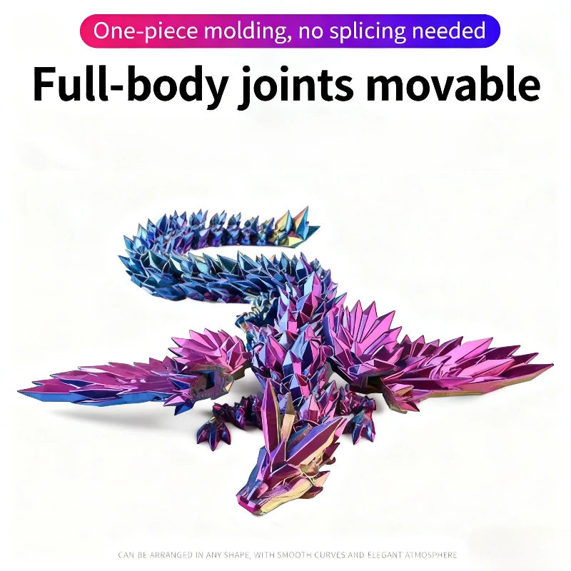 15Cm 3D Printed with Movable Wings Dragon Movable Joint Fidget Toy Rotatable Articulated Office Desktop Ornament Toy Crafts Gift