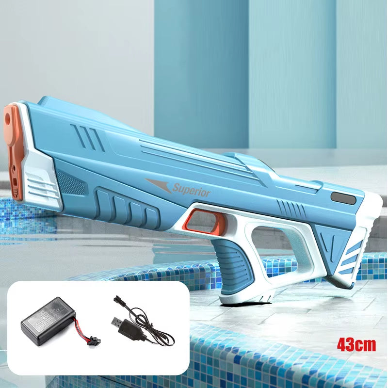 43Cm Full Electric Automatic Water Storage Gun Toys Portable Children Summer Beach Outdoor Fight Fantasy Toys for Boys Kids Game