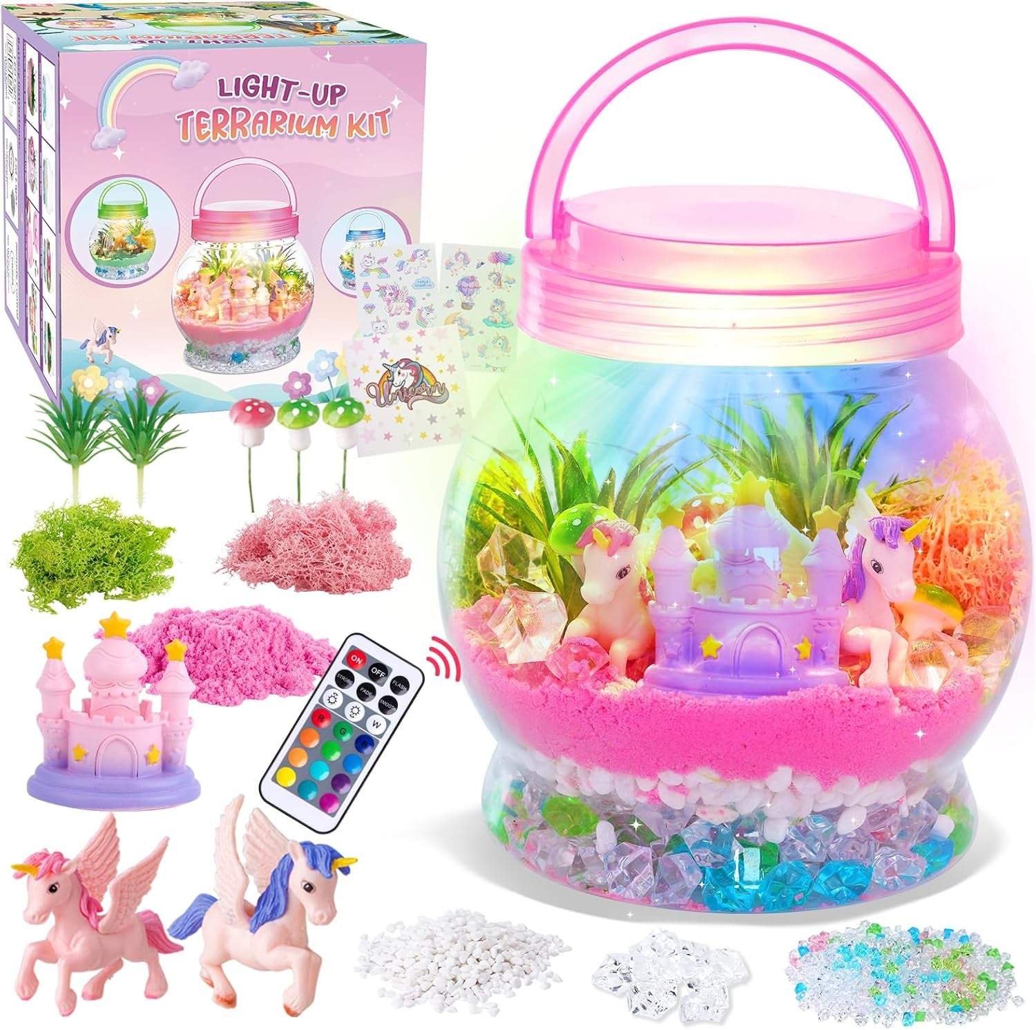 Unicorn Terrarium Kit for Kids, Craft Kits for Kids Girls Birthday Presents, Unicorn Toys Gifts for Girls 5 6 7 8 + Years Old
