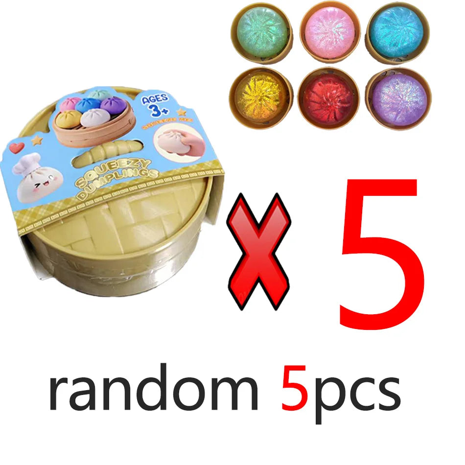 Glitter Dumpling Squishies Toy Bun Baozi Dumpling Mystery Box Colorful Food Squishy Sensory Fidget Toy anti Stress Squeeze Balls
