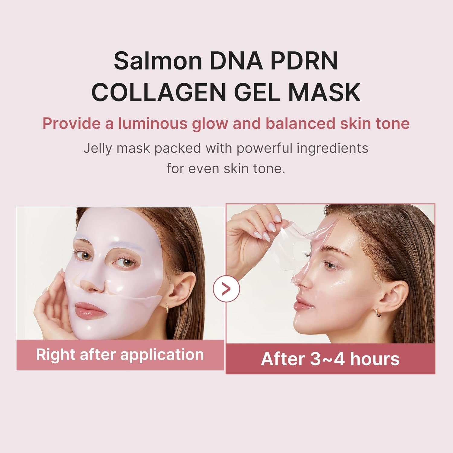 Jelly Gel Mask with Salmon DNA PDRN Pink Collagen | Overnight Face Mask for Glass Glow Skin | Elasticity, Hydrating, Firming and Moisturizing | Korean Skincare, 28G X 4Ea