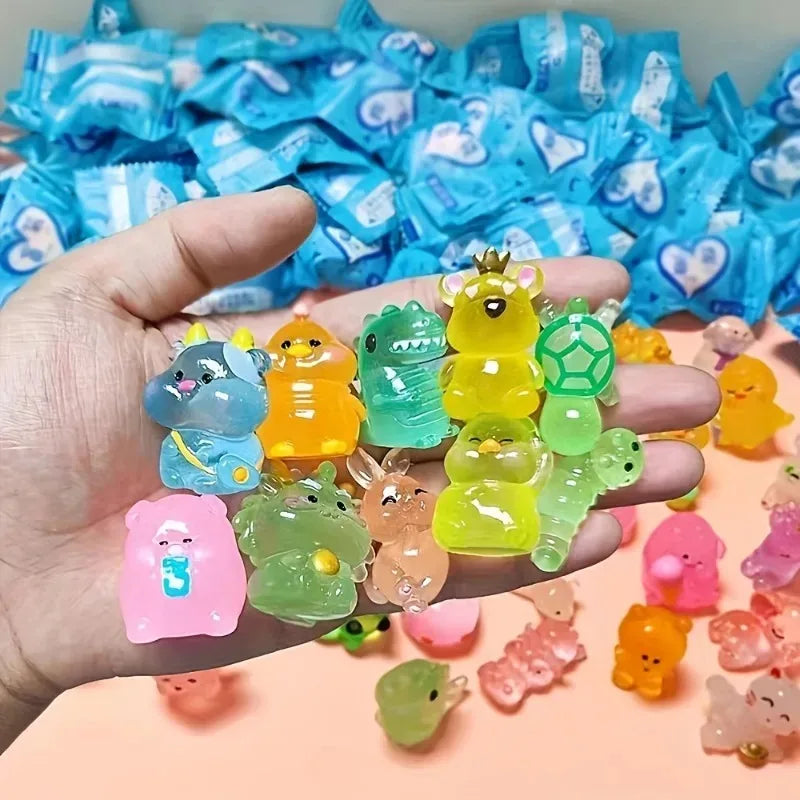 50Pcs Mini Animal Surprise Blind Bags Cute Luminous Assorted Colors Animals Blind Box Toys for Kids Children Birthday Gifts