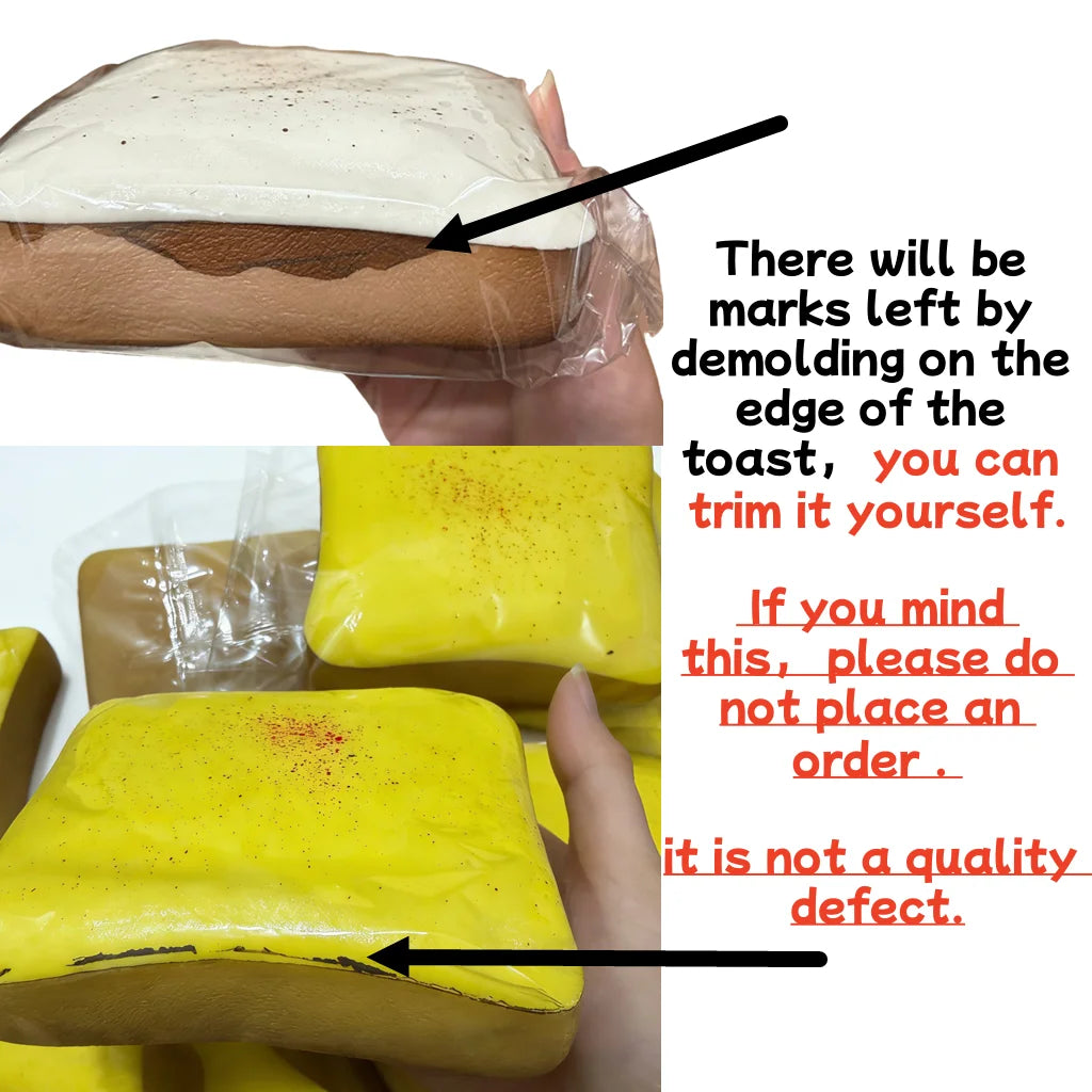 Soft Simulated Toast Squeeze Stress Relief Toys Squishy Bread Squeeze Fidget Toys Decompression Slow Rebound Sensory Toy Adults